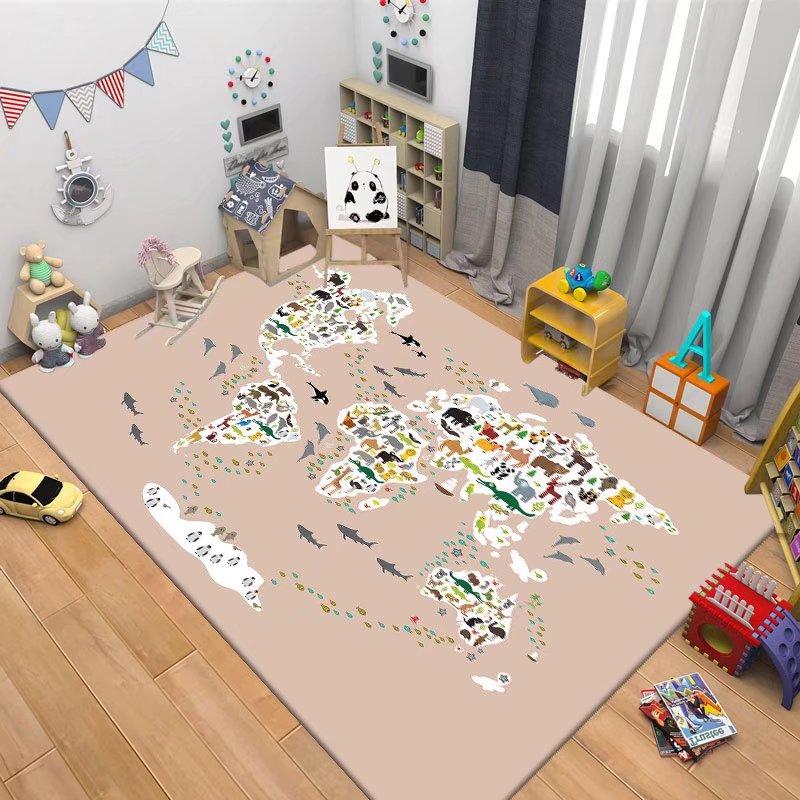 Детский ковер с рисунком карты для навигации, коврики для ползания для детских игр для гостиной, декоративные противоскользящие напольные коврики для детской комнаты