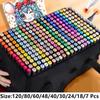 120/80/60/48/40/30/24/18/7 Color Markers Sleeve Sketch Markers Alcohol Felt Double Brush Pen School Art Supplies Drawing Set