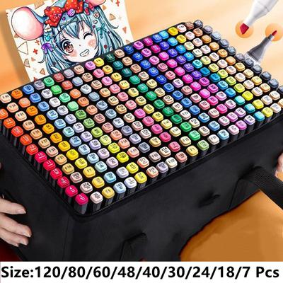 120/80/60/48/40/30/24/18/7 цветные маркеры на рукавах, маркеры для эскизов, спиртовой фетр, двойная кисть, школьные принадлежности для рукоделия, набор для рисования