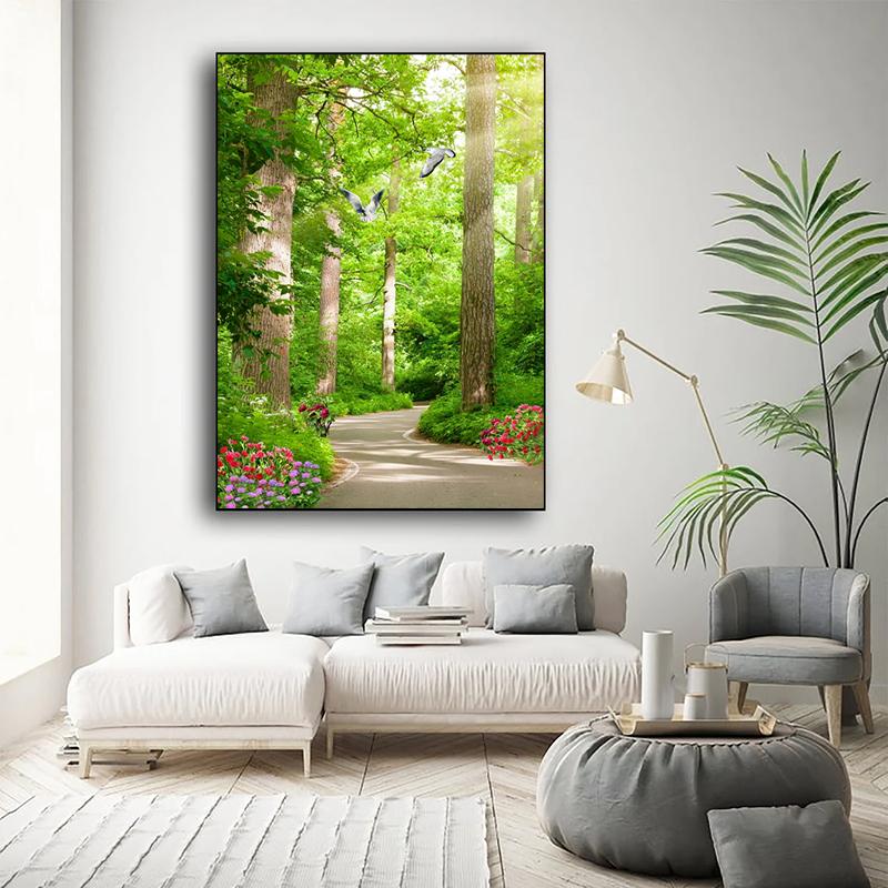 Forest Tree Posters and Prints Canvas Painting Nature Landscape Modern Wall Art Pictures for Living Room Home Decor No Frame