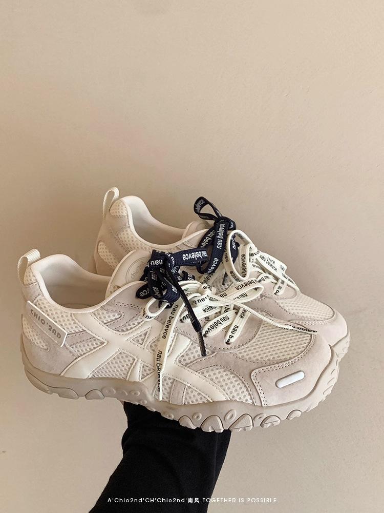 thick-soled Forrest Gump shoes women's 2025 new summer mesh soft-soled retro German training shoes versatile casual sports shoes