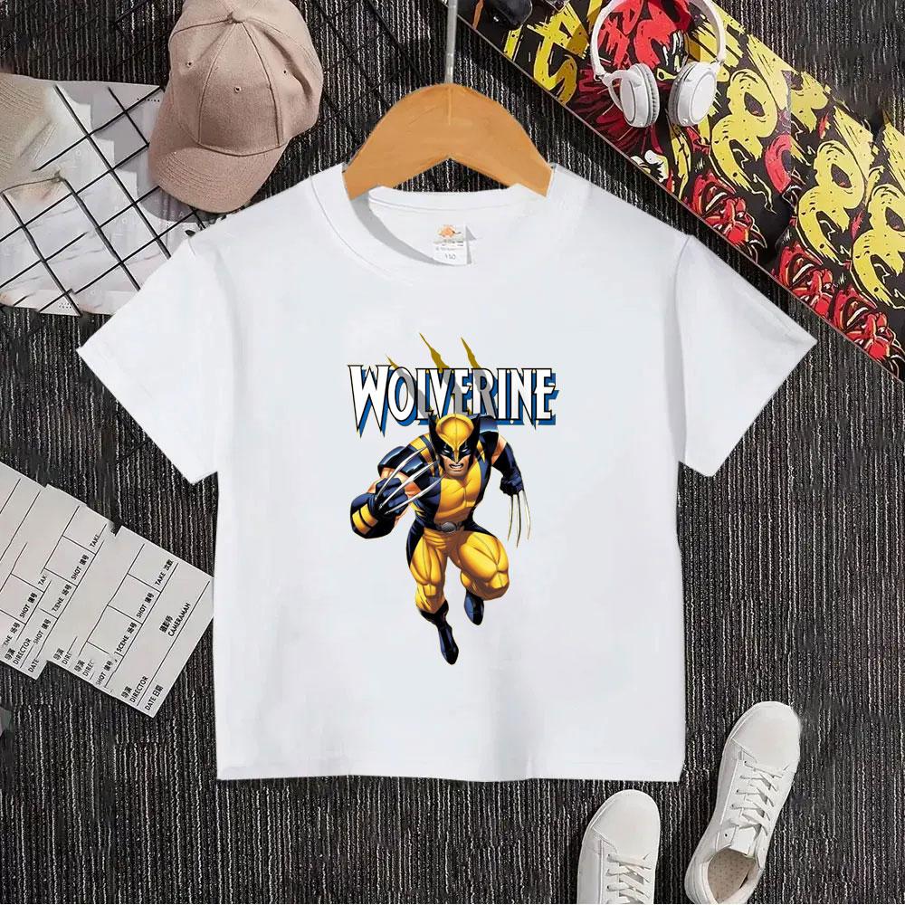 Police Wolverine Logan Cartoon Animation Fashion 2026 Summer Children's T-shirt Cotton Cartoon Sports Top
