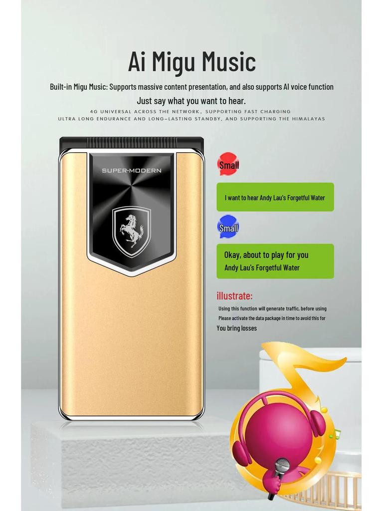 Доступный раскладной телефон для пожилых: 4G, 2,6-дюймовый экран, Большая батарея, Громкий динамик, Длительное время ожидания