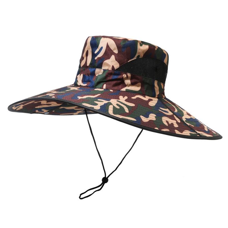 New Men Sunshade Hats 15cm Big Eave Climbing Hat Fishing Hat Outdoor Work Hiking Climbing Sun Protection Adjustable Sun Hat