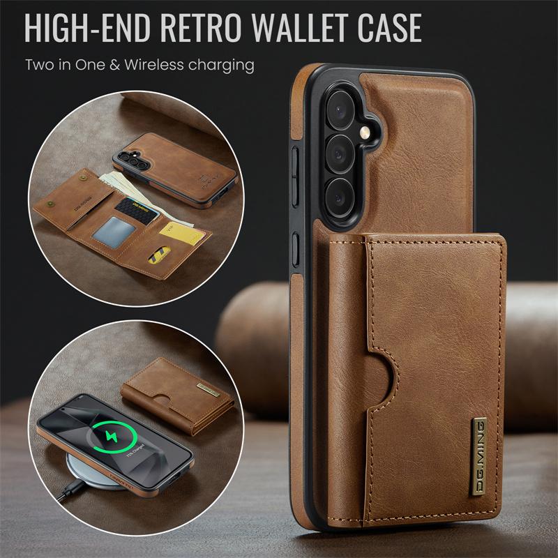 Магнитный отстегивающийся чехол-книжка из кожи 2 в 1 для Samsung Galaxy S25 FE S25 Edge S24 Plus S23 S22 S21 Ultra, кошелек, карман для карт, задняя крышка, коке