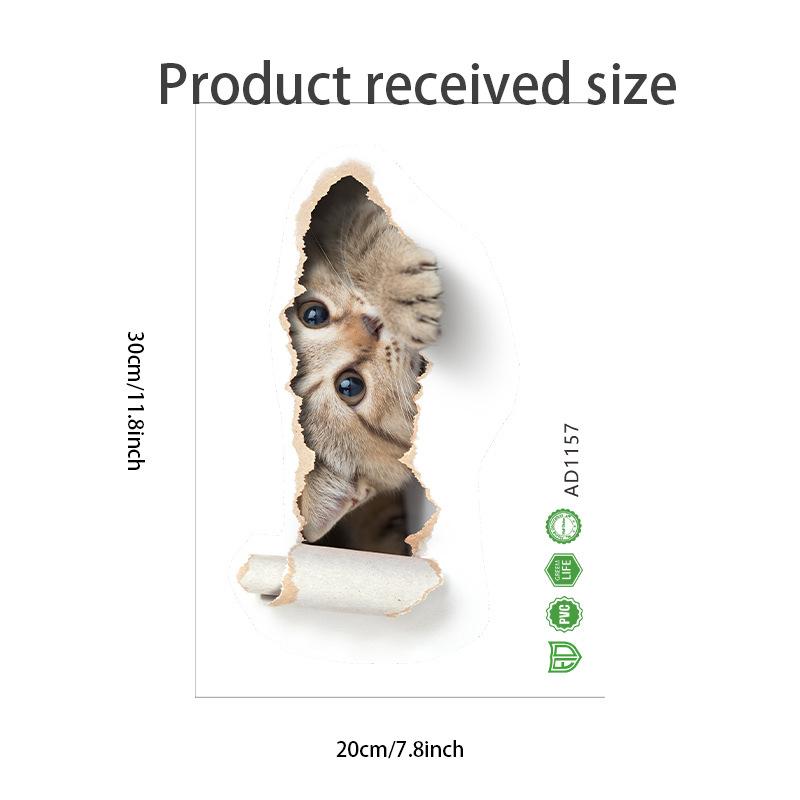 3D мультяшная дырка для кошки, наклейка на унитаз, ванная комната, милое животное, украшение, крышка унитаза, водонепроницаемая самоклеящаяся наклейка