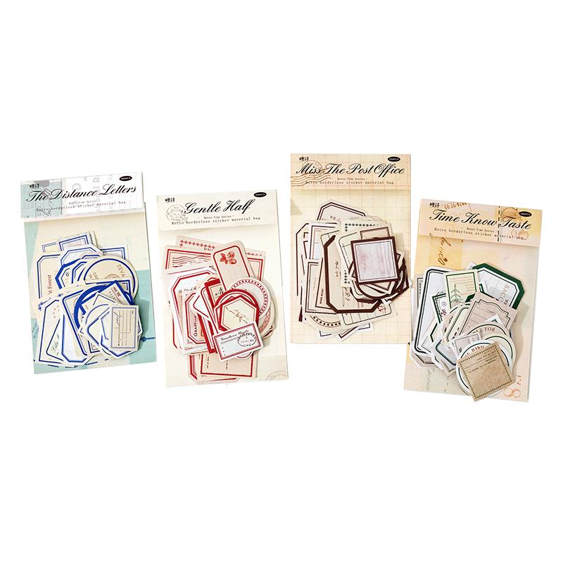 50 pcs/pack Vintage Labels Stickers writable Decorative Diary Album Adhesive Diy Sticker for Scrapbooking Junk Journal Supplies