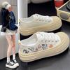 Canvas Shoes Women's 2024 New Autumn Graffiti Biscuits Platform Trend Student Versatile Casual Sports Board Shoes Women