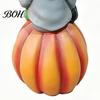 Holiday Gift for Her Halloween Gnome Outdoor Garden Statue, Resin on Pumpkin Figurine with Cute Black Cat Cat, Fall Autumn Dwarf Sculpture Porch Yard
