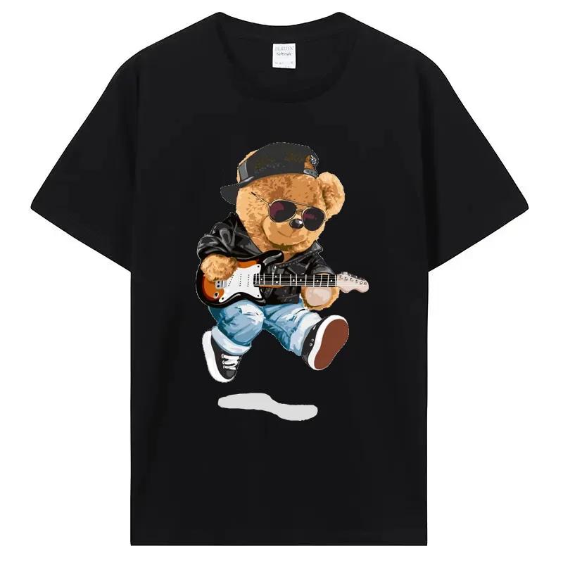 Футболка с изображением плюшевого мишки, играющего в бадминтон, хлопковая одежда, топы, графика, кавайная, для мужчин и женщин, с коротким рукавом, с принтом, модная уличная одежда