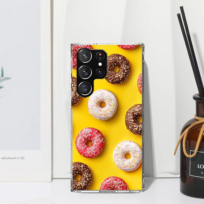 Macaron Ice Cream Cake Doughnut Phone Case For Samsung Galaxy S26 S25 Edge S24 FE S23 S22 Ultra S21 Plus S20 + Art Fundas Back C