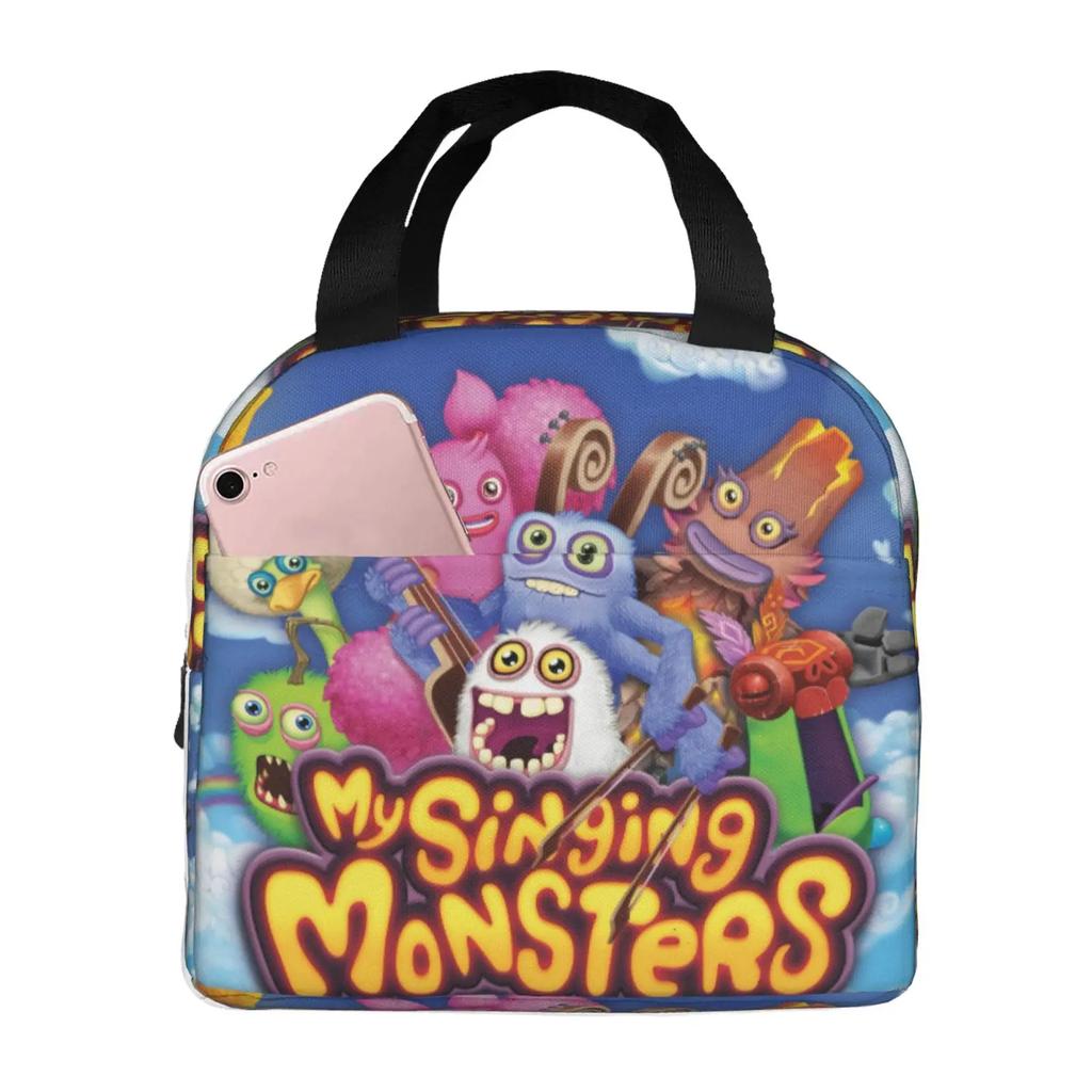 Изолированная сумка для обеда My Singing Monsters Cartoon для кемпинга, путешествий, видеоигр, водонепроницаемая термосумка для бенто-бокса для женщин и детей