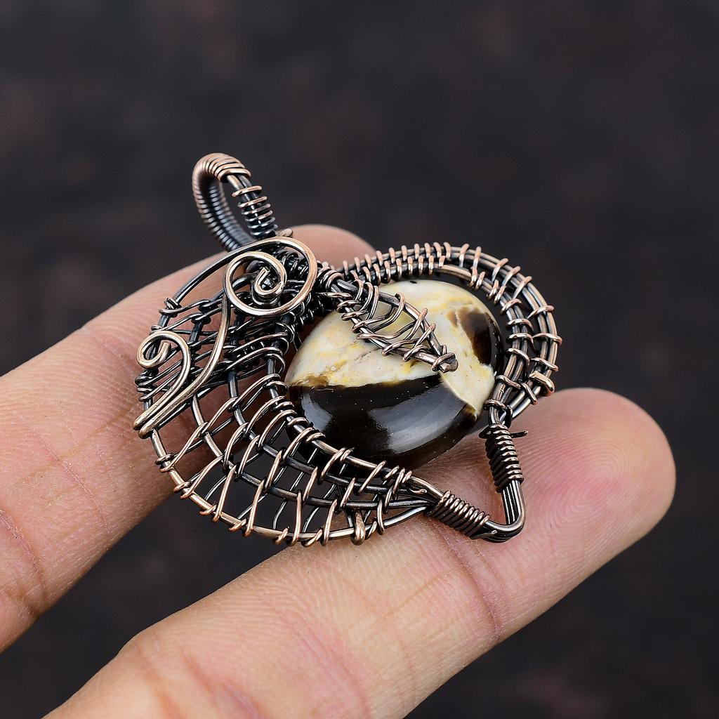 Подвеска из арахисового дерева, яшмы, медная проволочная обертка, ювелирные изделия ручной работы, медная проволочная обертка, проволочный дизайн, ювелирные изделия, подарок для женщин, ювелирные изделия из драгоценных камней