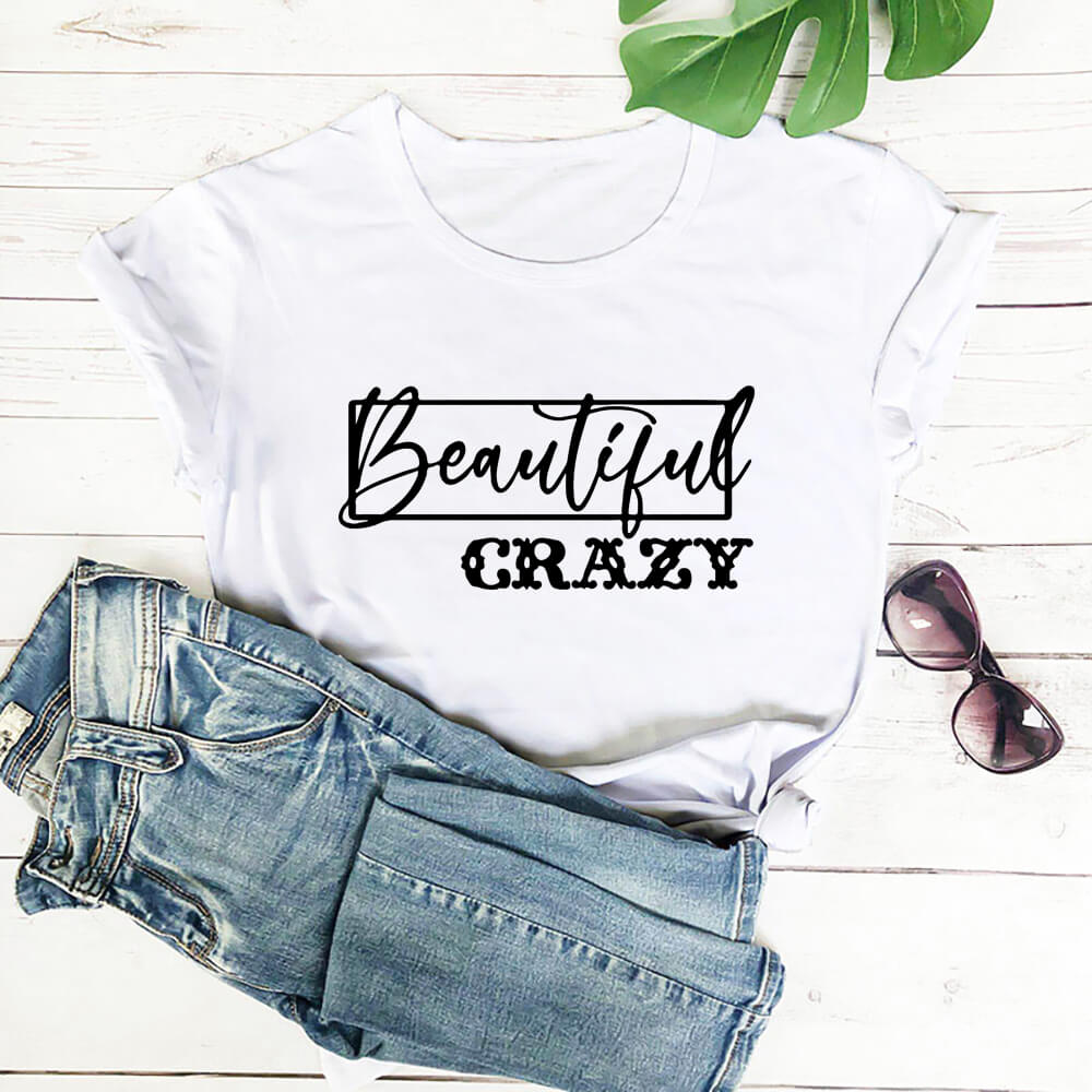 Beautiful Crazy Print Women Tshirt Women's Funny Summer Casual Short Sleeve Top Girls Weekend Shirt