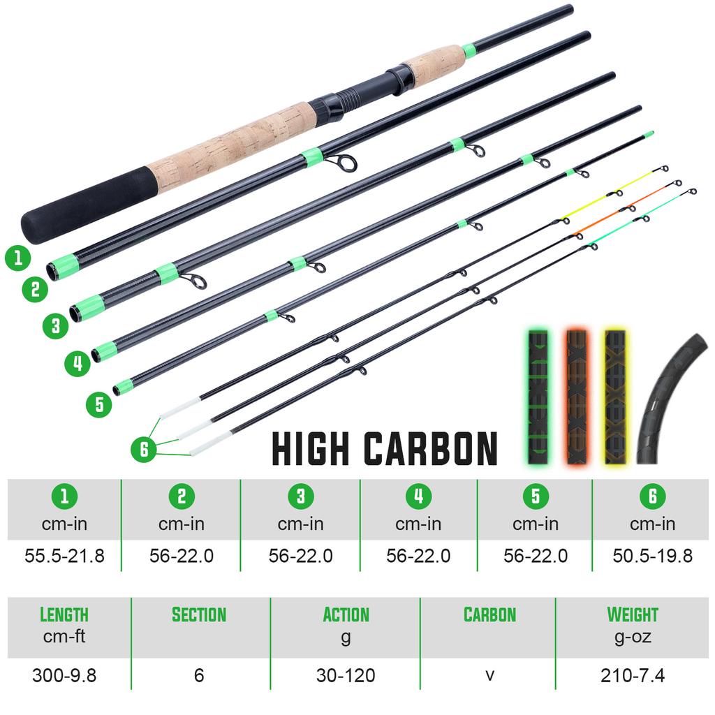 Удочка 3,0 м/9,8 футов фидерная удочка из углеродного волокна спиннинг для морской рыбалки