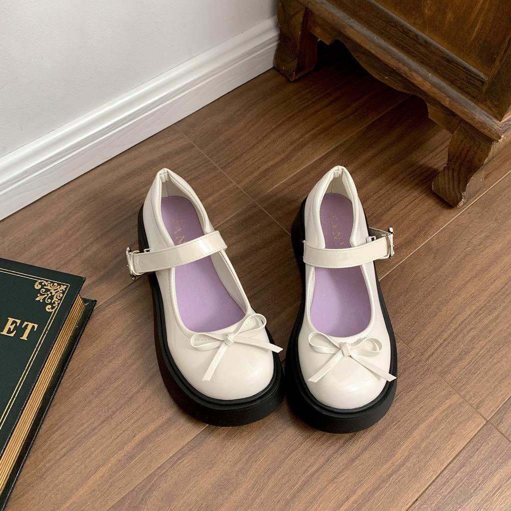 Черные ретро британский стиль платформа jk маленькие кожаные туфли женские 2025 новый летний юбка французские Мэри Джейн туфли