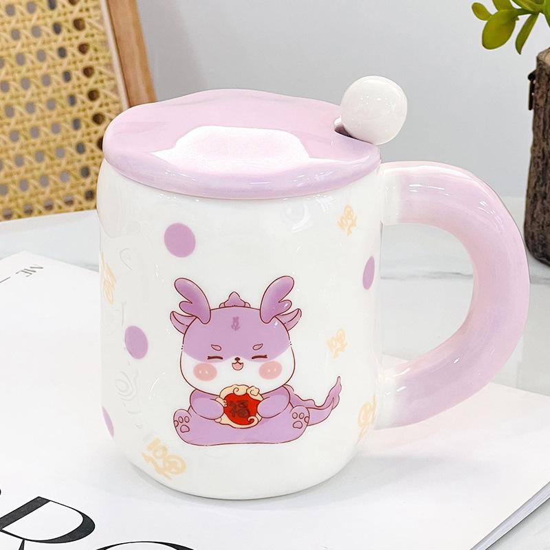 Family Suit Rabbit Ceramic Cup High Value Straw Cup with Lid Cute Cup Souvenir Gift Cup