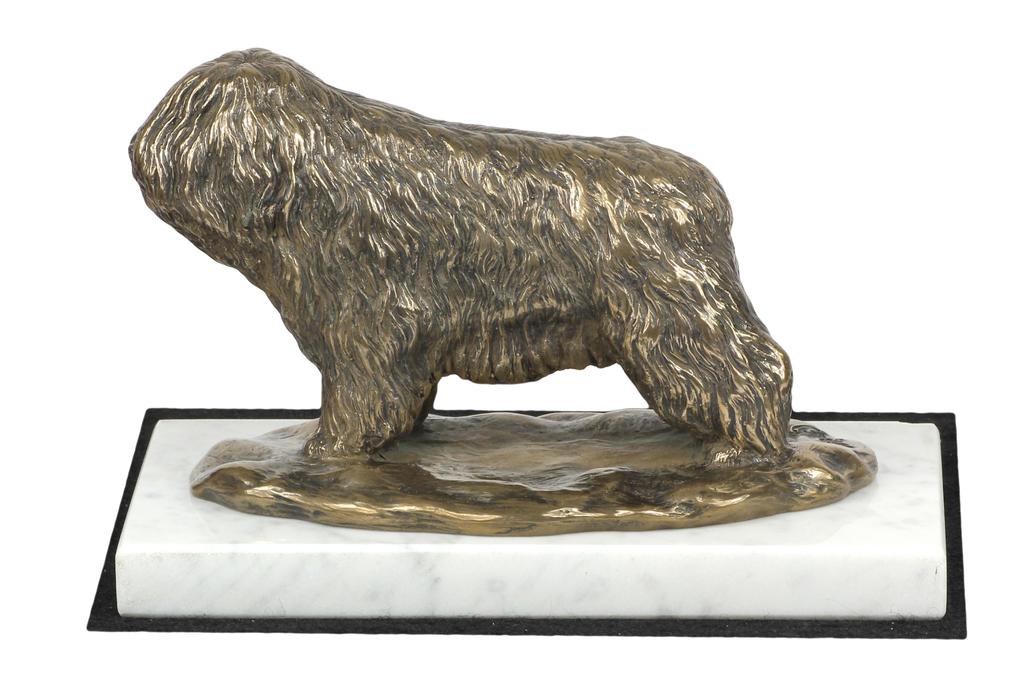 Polish Lowland Sheepdog, PON, Valee Sheepdog - Dog Figurine, Statue On White Marble, Trophy for Art-Dog Dog Show Exhibition