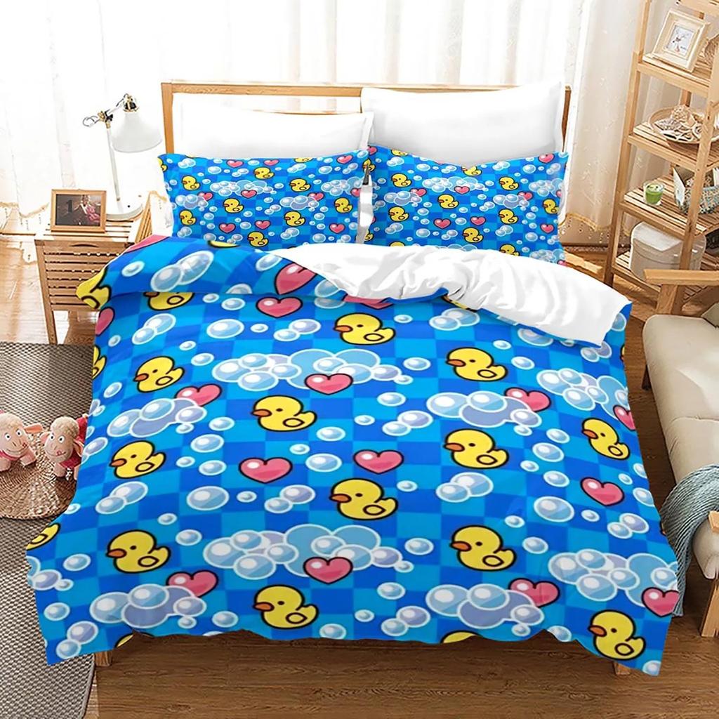 Yellow Duck Bedding Set Single Twin Full Queen King Size Little Duck Bed Set Aldult Boys Bedroom Duvetcover Sets 3D Print 015