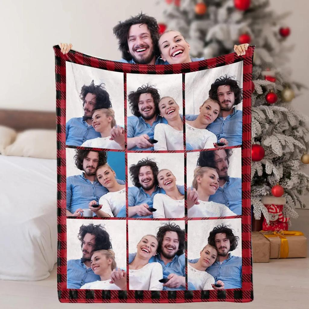 Personalized With Photo Blankets Collage Text Flannel Blankets Family Couple Friends Gifts