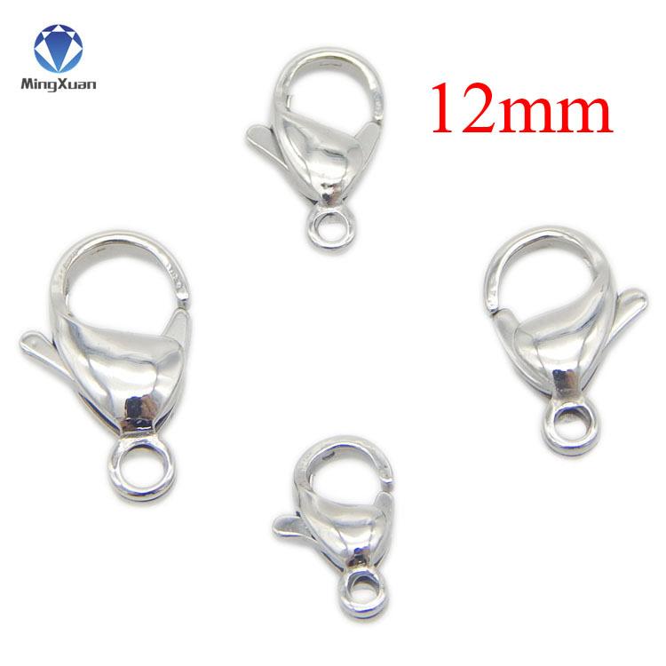 20pcs Stainless Steel Hole 9-15mm Lobster Clasps & Hooks Steel Color Connectors for Jewelry Findings Materials DIY Crafts