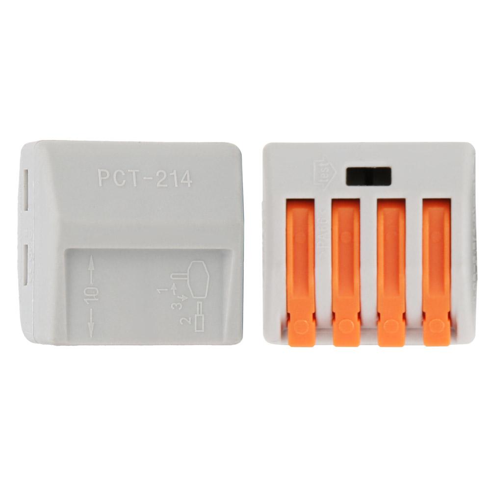 12 Pcs PCT214 Connector Spring Terminal Block 4 Way Cable Connector
