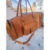 Handmade Vintage Genuine Goat Leather Brown Travel Overnight Duffle Weekend Bag