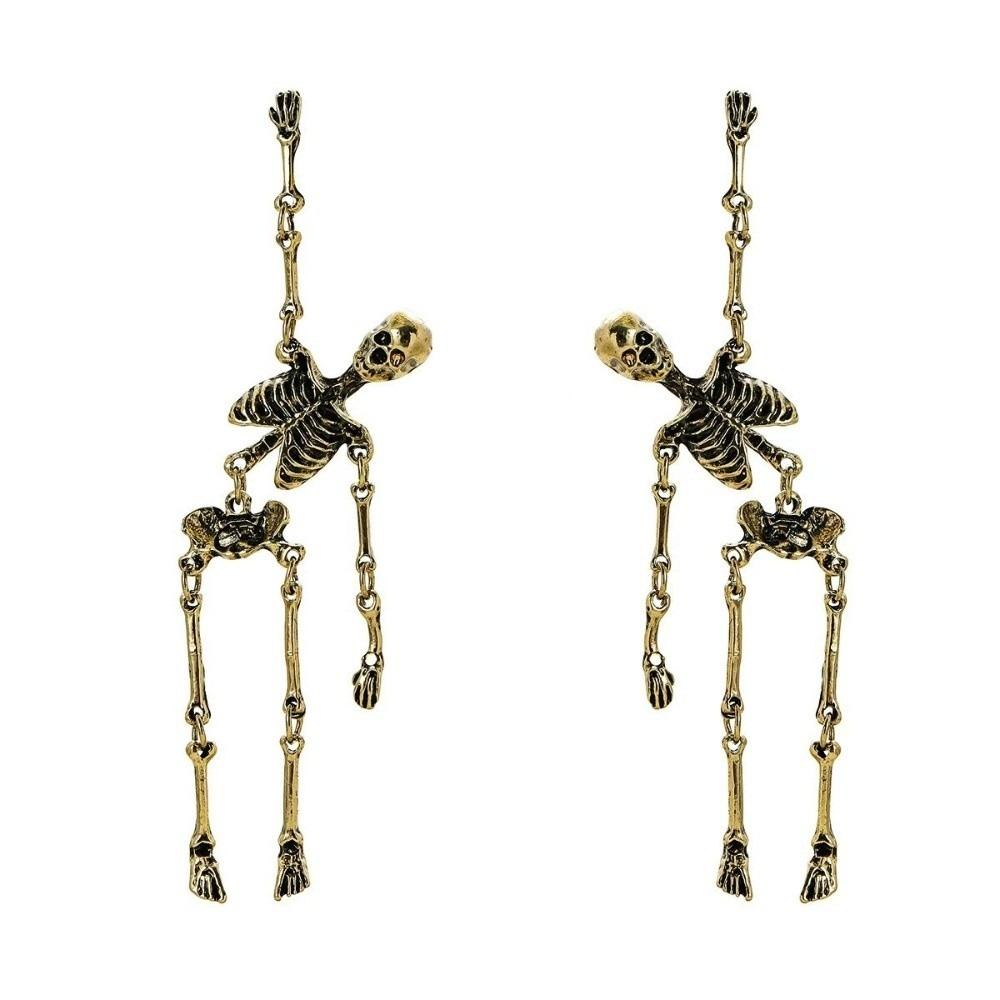 Zinc Zinc Alloy Skeleton Earrings Hip Hop Imitation Human Bone Earrings Creative Halloween Earrings Party