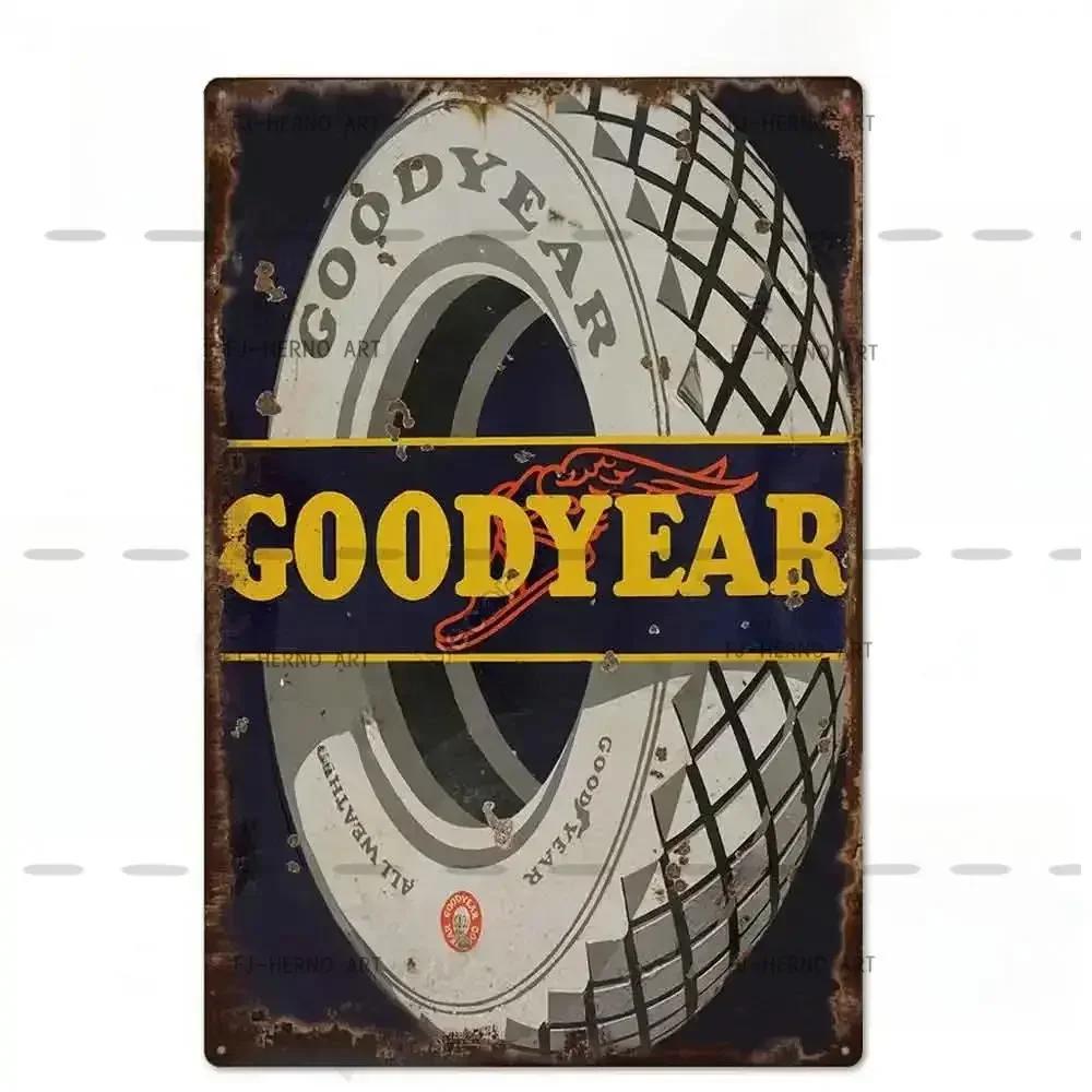 Vintage Car Tire Metal Sign for Garage Bar Pub Man Cave Wall Decor