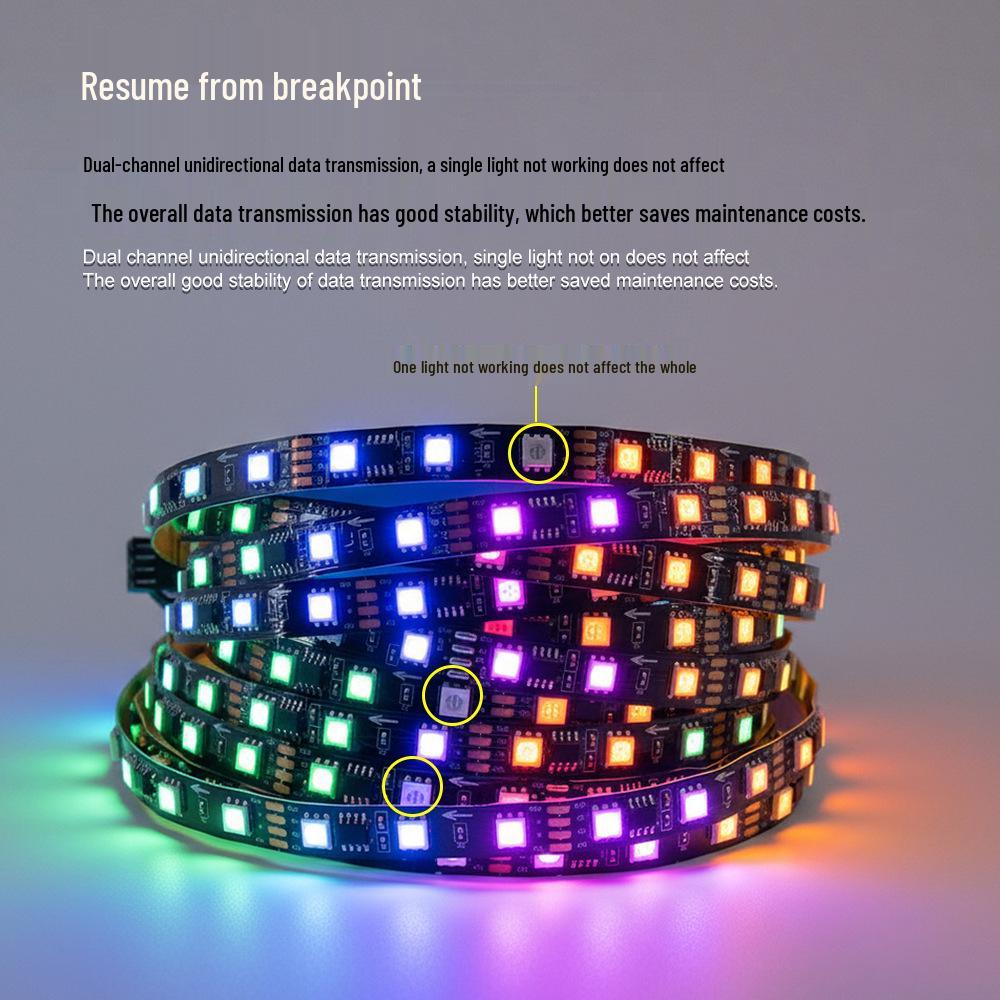 Programmable 5050 RGB Dreamcolor Light Strip, 12V Low Voltage, with Background Atmosphere and Breakpoint Resume