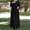 Middle Eastern Muslim Solid Color Long Sleeve Loose Round Neck Dress