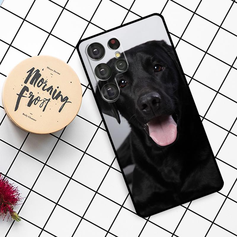 Black Labrador Dog Case For Samsung Galaxy S24 FE S20 FE S21 S22 S23 S24 S25 Ultra S9 S10 S25 Plus Phone Cover
