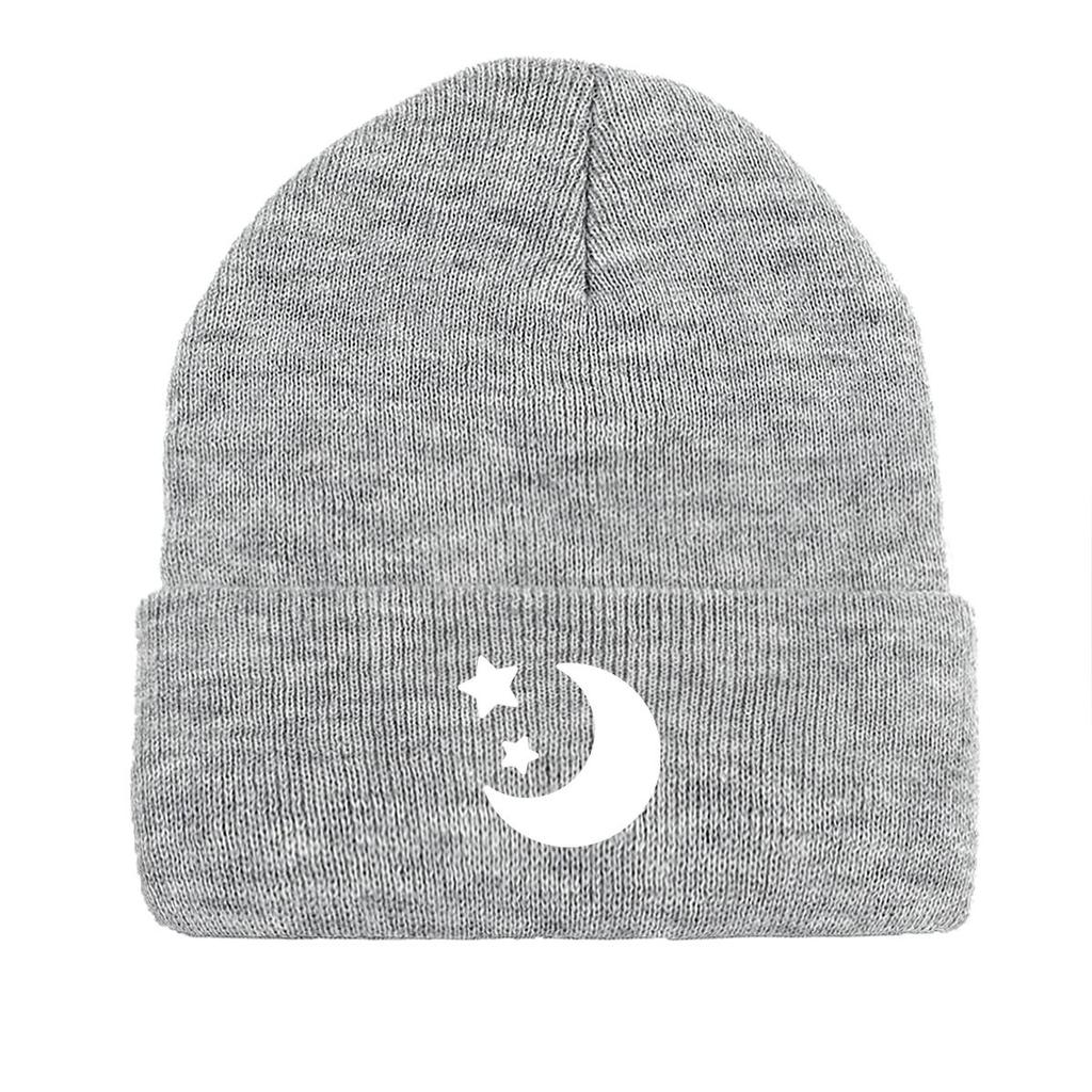 Белая луна звезды зимняя вязаная шапка шапка, шапка с черепом уютная манжета простые шапки с помпоном вязаная шапка шапка