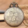 Hollow Fishbone Shaped Quartz Pocket Watch Vintage Necklace Chain Clock Gifts for Men Women