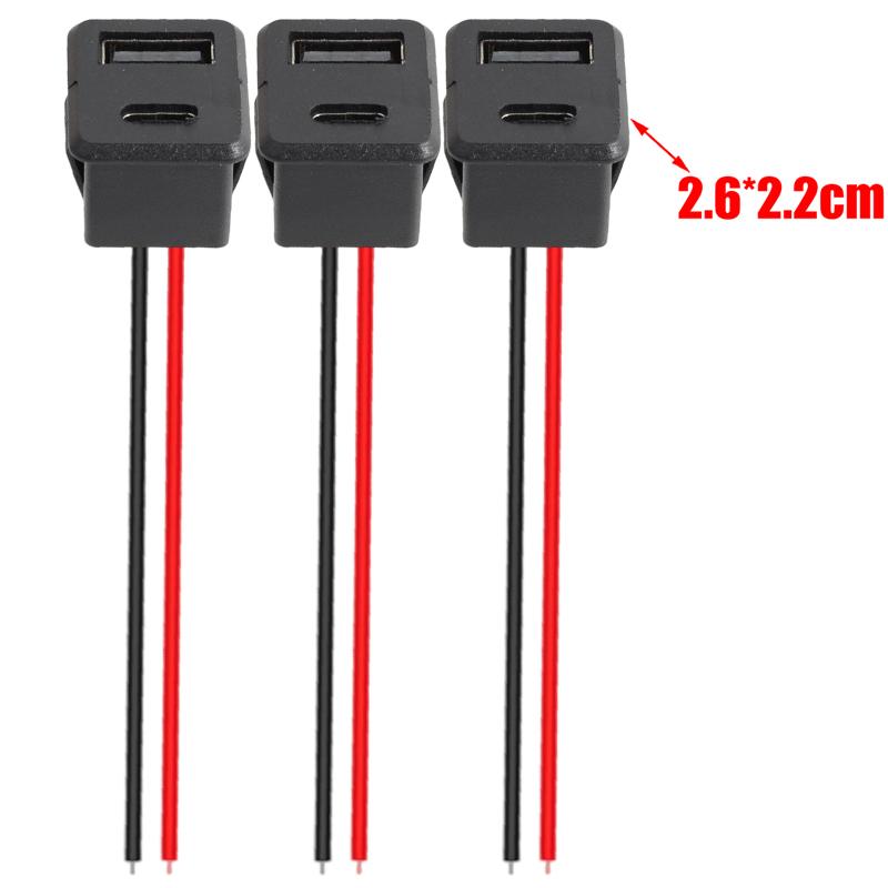 5/1pcs Double Layer Usb Female Base Type-C Socket and Female Usb Lamp Charging Socket Power Socket with Cable 2A Connector