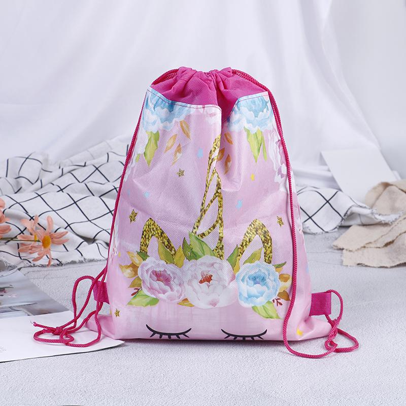 Красивый цветок единорог мультфильм нетканый подарочный пакет продвижение бесплатная повседневная необходимость связка карман