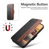 SUTENI Q-07 For iPhone 16 Plus Case Magnetic Color Splicing Cowhide Texture Leather Cover