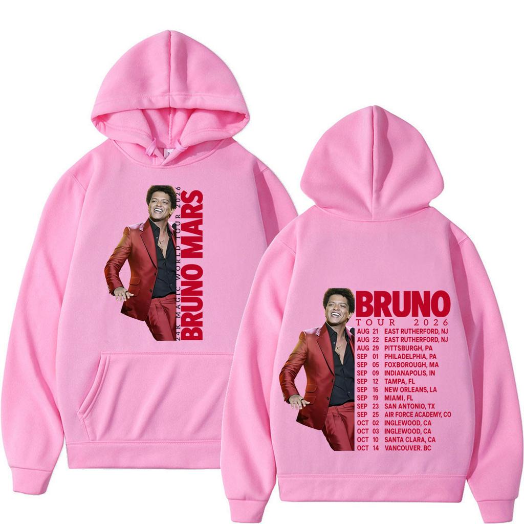 Худи с принтом Bruno Mars The Romantic Tour Мужская Женская Хип-хоп Свитшоты С длинным рукавом Свободные пуловеры