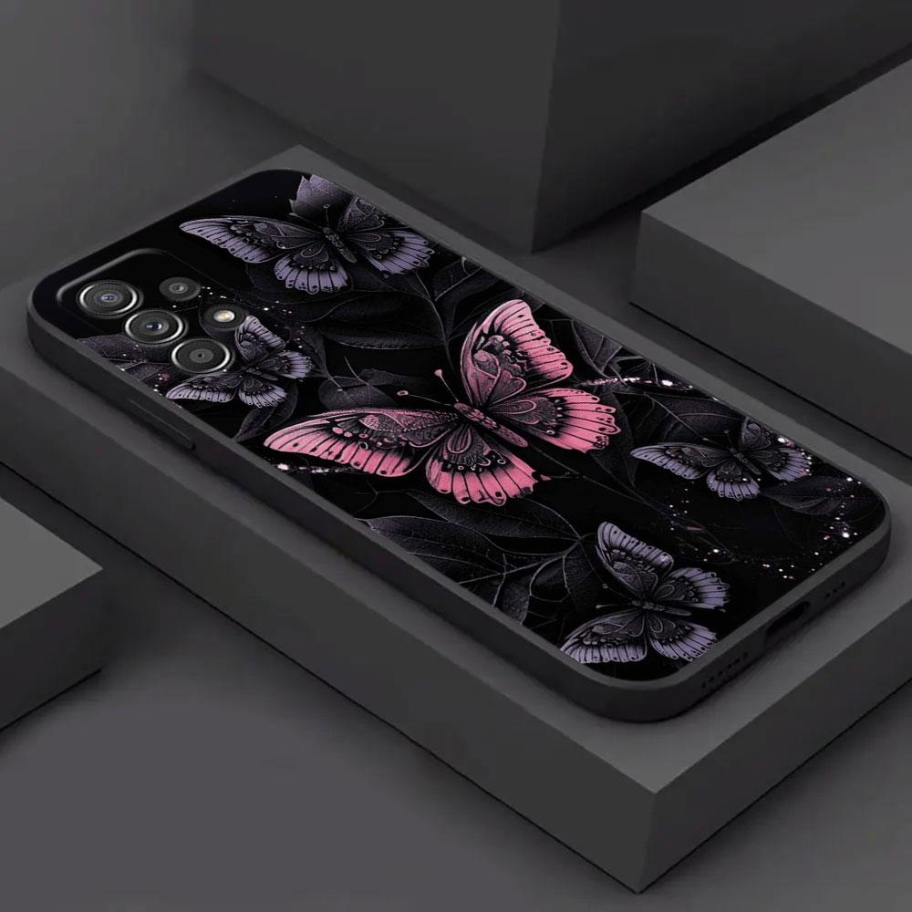 Butterfly Love Black For Samsung Galaxy A55 Case A54 A52S A53 5G A51 A34 A35 A33 A32 A50 A72 A71 A30 A7 A9 2018 Case Soft Cover