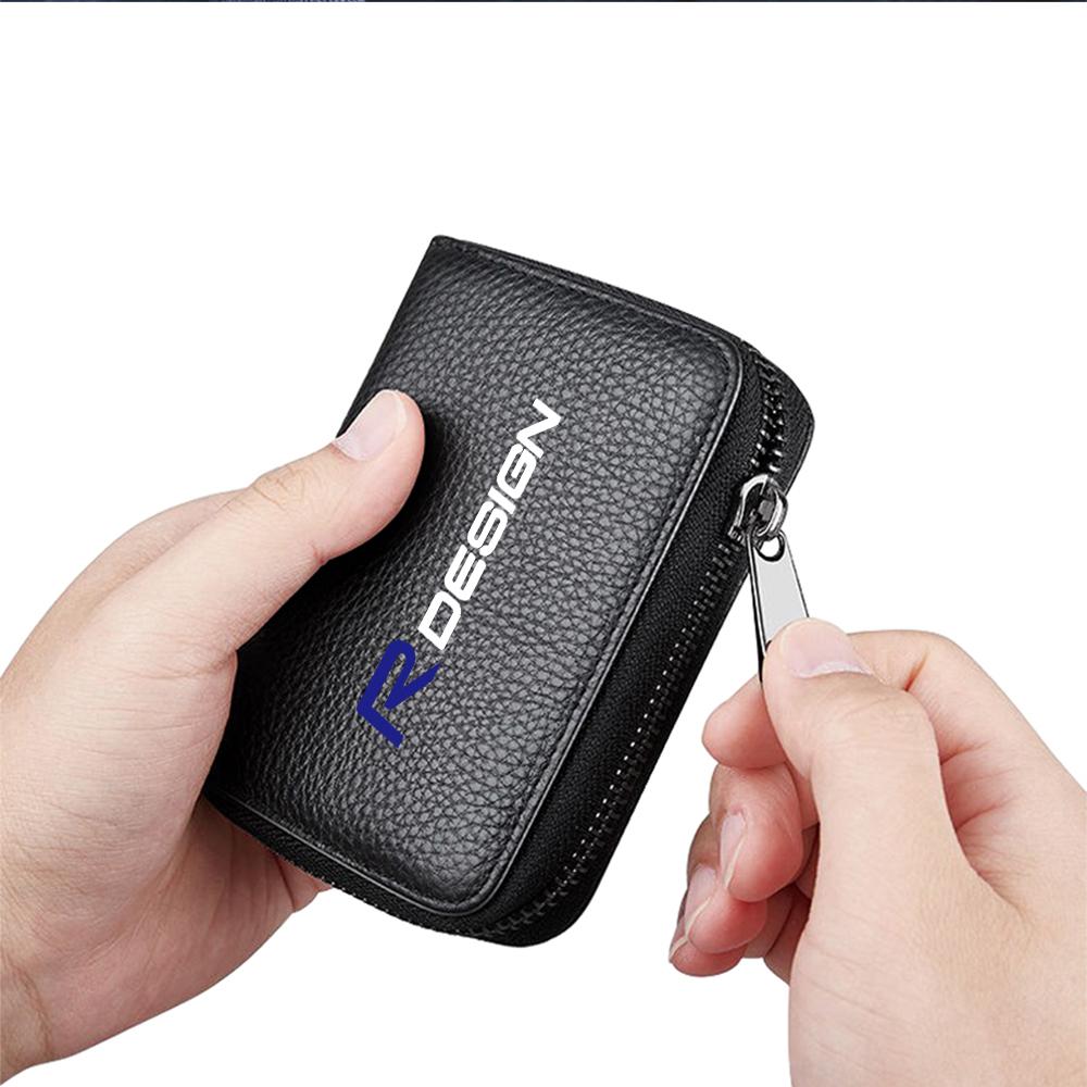 PU Leather Short Wallet With Zipper Coin Pocket Vintage Big Capacity Short Money Purse Card For Volvo XC90 XC60 C30 S60 C70 XC40