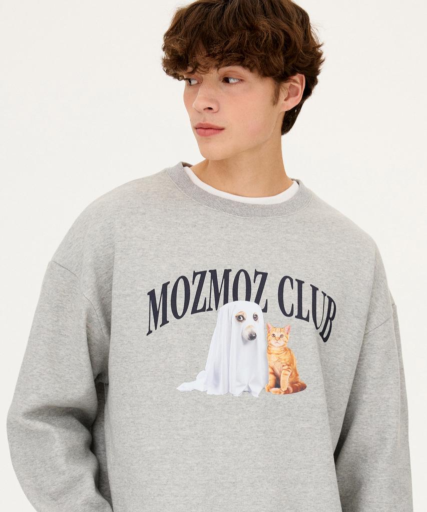 MOZMOZ [Set] Brushed Graphic Print Oversized Sweatshirt