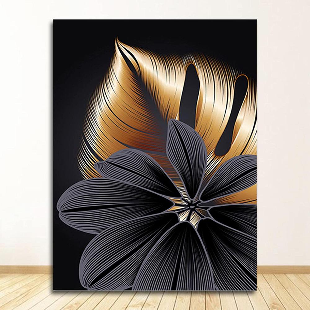 Abstract Golden Tree Leaves Canvas Art Posters and Prints Modern Fashion Luxury Paintings On the Wall Art Pictures Home Decor