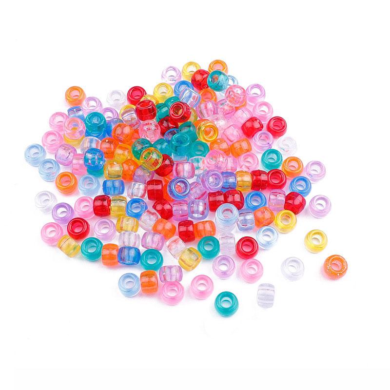 100pcs/Pack 6*9mm Big Shiny Large Hole Acrylic Spacer Beads For Jewelry Making Necklace Bracelet DIY Dreadlock