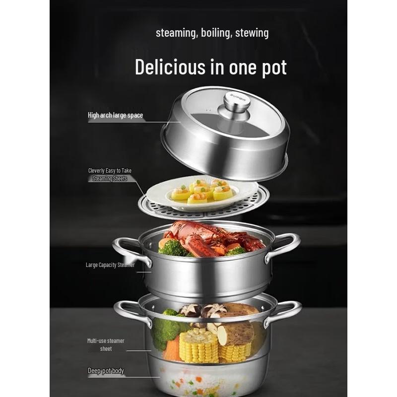 SUPOR European Style 3-Layer Stainless Steel Steamer Pot