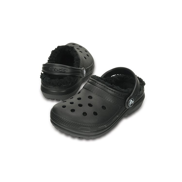 Crocs Классические Теплые Удобные Классические Пушистые Клоги Детские Сандалии Черные 203506-060