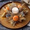 Artificial Flowers Candle Ring Fall Candle Garland Ring Decor Simple And Elegant Autumn Harvest Wreath For Shelf Door Handle