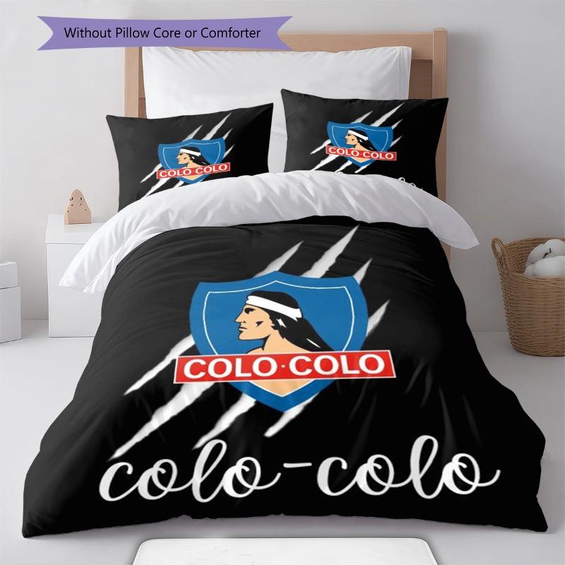 Colo-Colo Shield Logo Black Background 3 Pieces Duvet Cover Set Chile Soccer Bedding Set, Bedroom Home Decor Without Pillow Core Comforter
