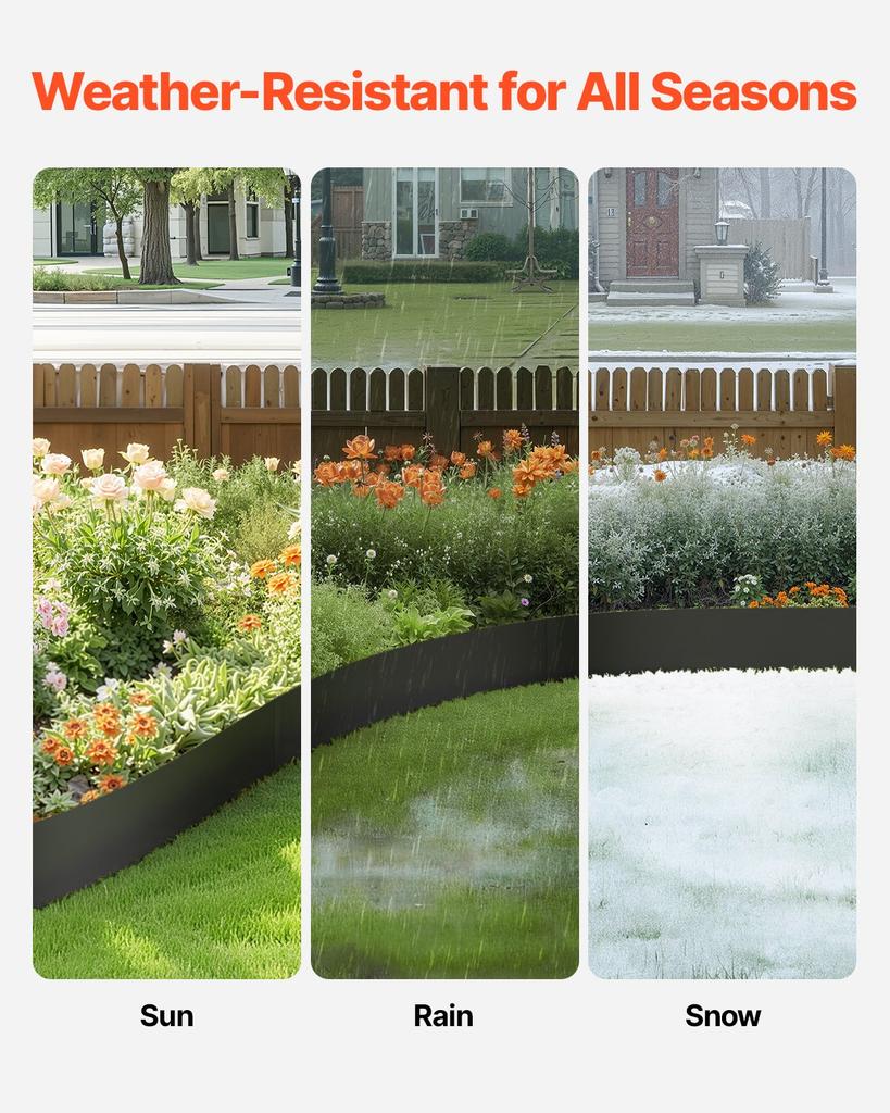 VEVOR Steel Landscape Edging, 4 Packs 40 x 12 in Rust-Resistant Metal Landscape Edging, Bendable Garden Edging Border, Heavy Duty Lawn Edging