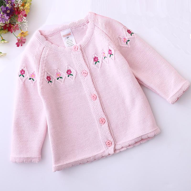 Кардиган для девочки из толстой хлопковой пряжи с вышивкой «Дети»