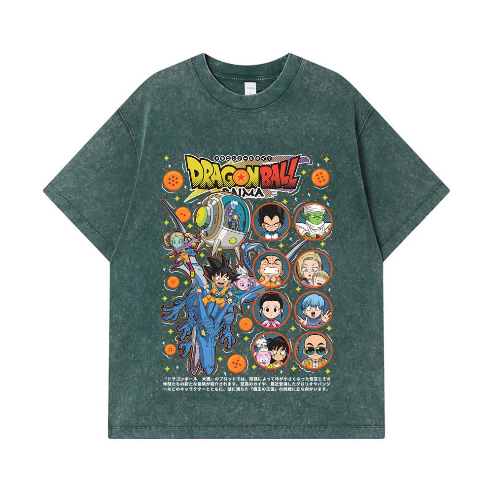 275 GSM Washed T-shirts 100% Cotton Dragon Ball V31 Daima Print Unisex Heavy Cotton T Shirt